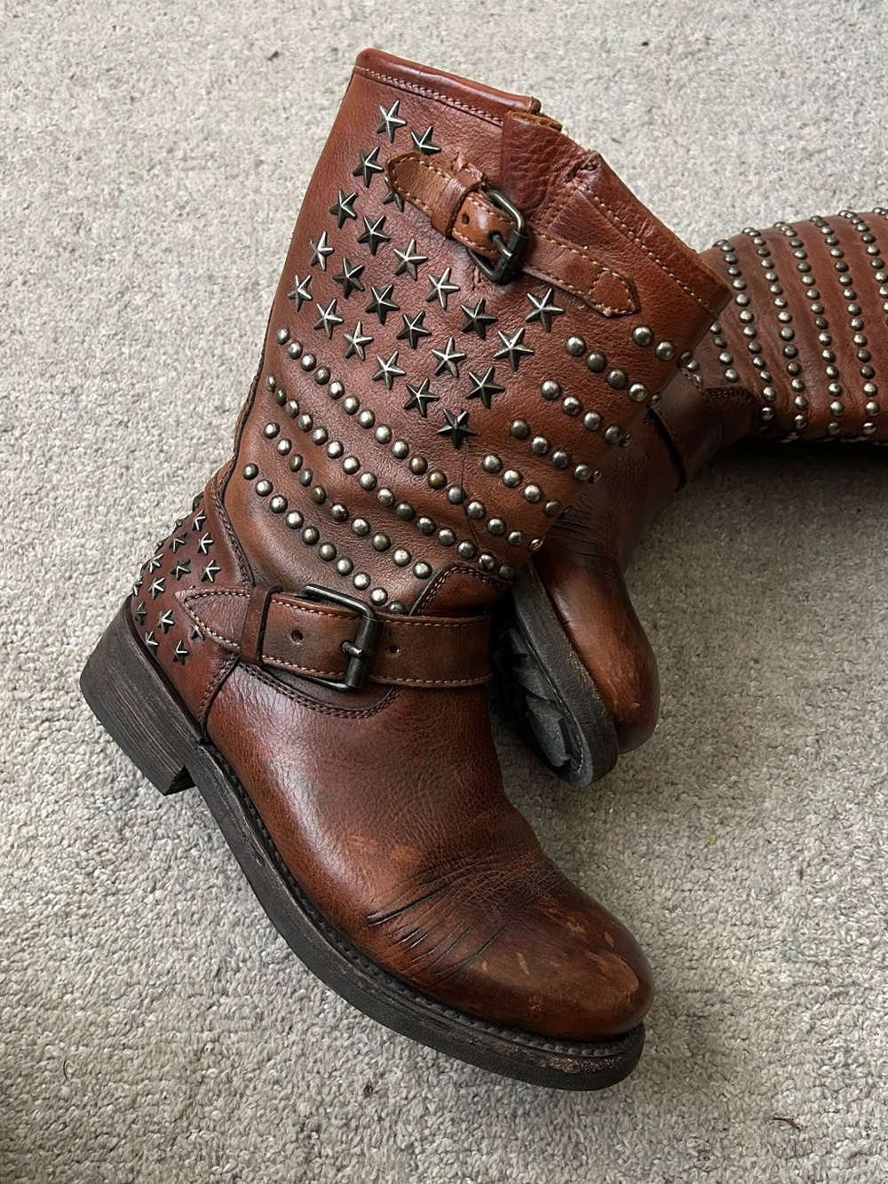 ASH Distressed vintage vine stuffed boots